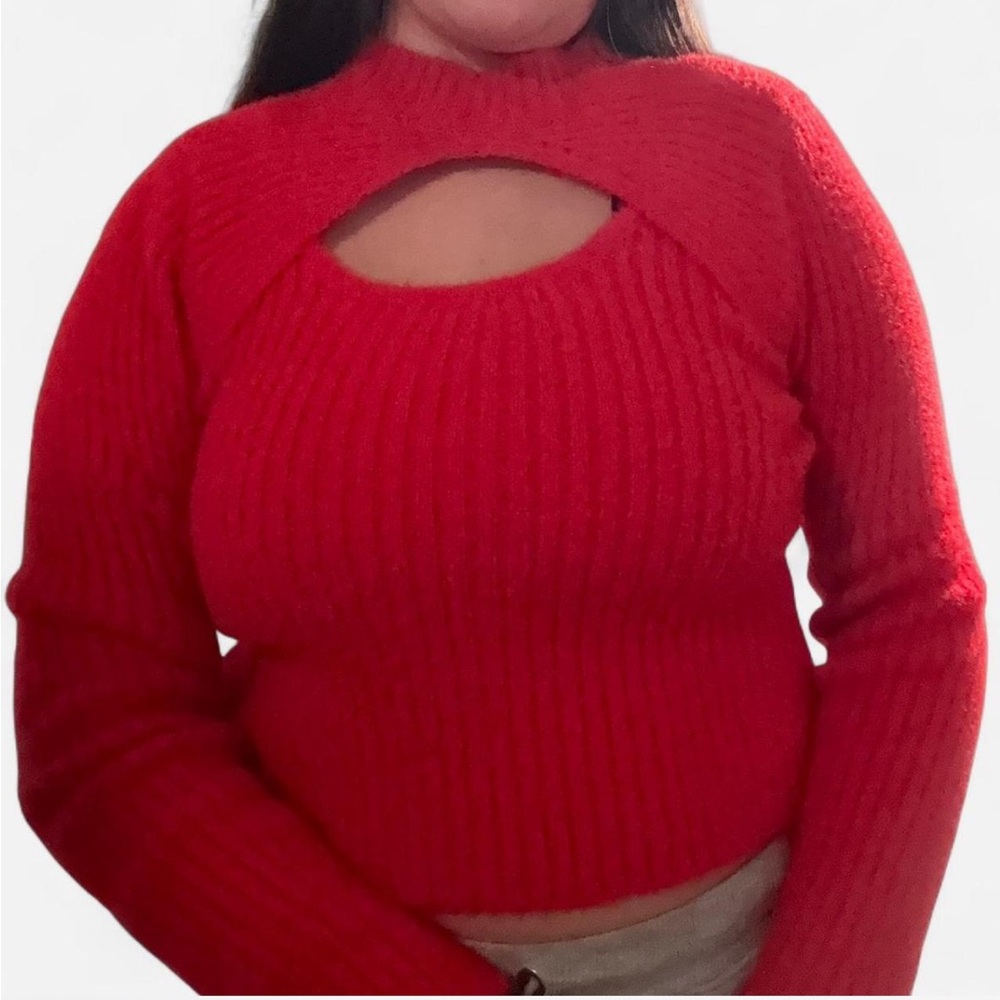 Sincerely Jules Red Off-the-Shoulder Sweater